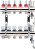 Коллекторная группа 1"x¾"M (5) с расходомерами и термостатическими клапанами, дренажными кранами